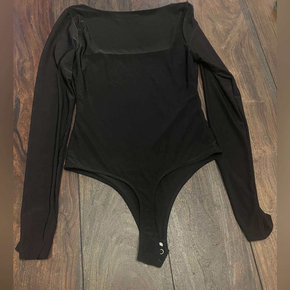 NWOT, Fashion Nova~ So Effortless Double Lined Bodysuit - Black - Picture 3 of 5